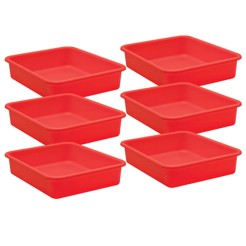 TEACHER CREATED RESOURCES - Red Large Plastic Letter Tray, Pack of 6