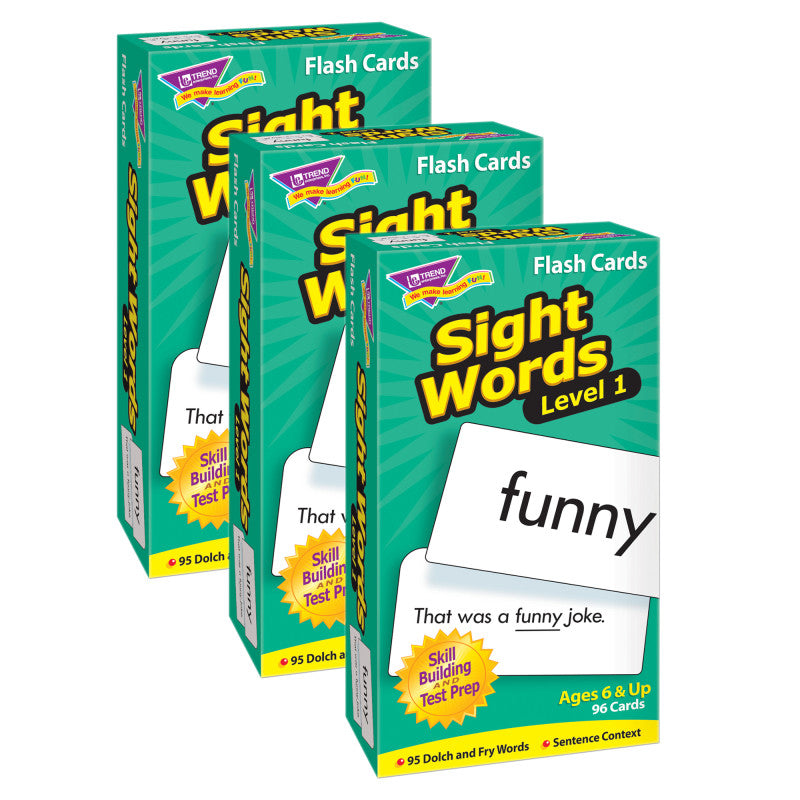 TREND - Sight Words – Level 1 Skill Drill Flash Cards, 3 Packs