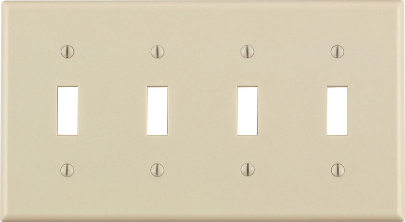 LEVITON MFG. - Leviton Almond 4 gang Thermoset Plastic Toggle Wall Plate 1 pk