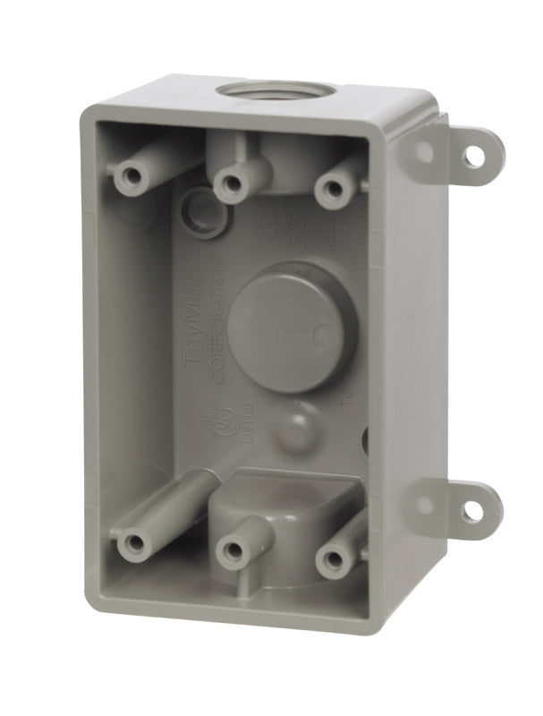 TAYMAC - TayMac 16-1/2 cu in Rectangle Plastic 1 gang Outlet Box Gray