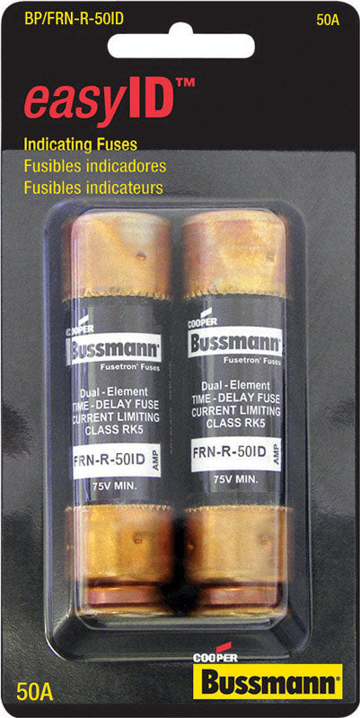 BUSSMANN - Bussmann EasyID 50 amps Dual Element Time Delay Fuse 2 pk