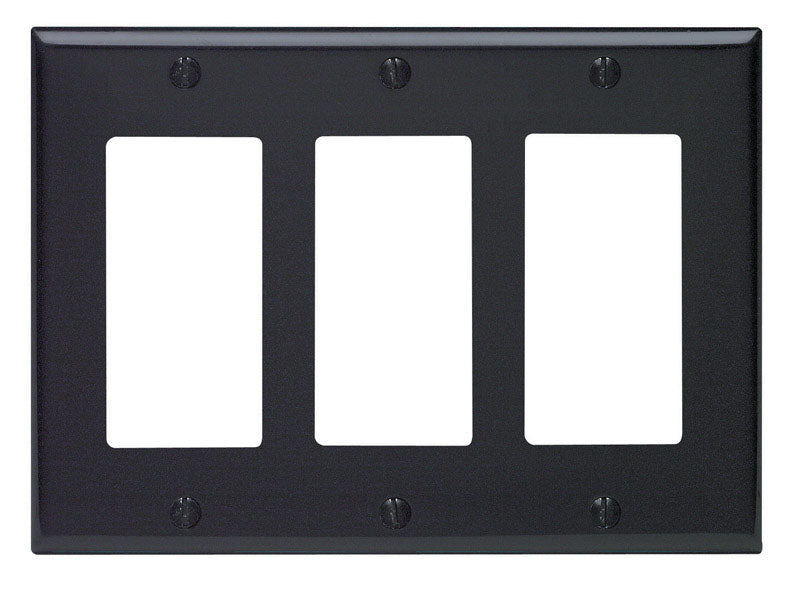 LEVITON MFG. - Leviton Black 3 gang Thermoset Plastic Decorator Wall Plate 1 pk