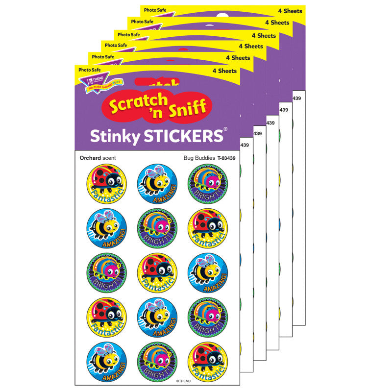 TREND - Bug Buddies/Orchard Stinky Stickers®, 60 Per Pack, 6 Packs