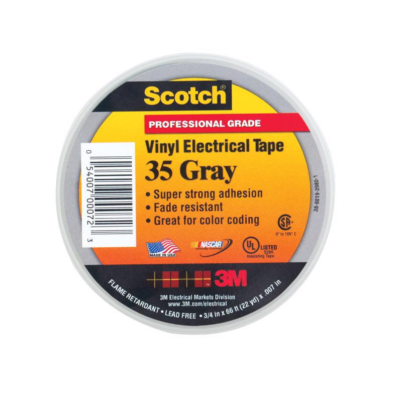 SCOTCH - Scotch 3/4 in. W X 66 ft. L Gray Vinyl Electrical Tape - Case of 10