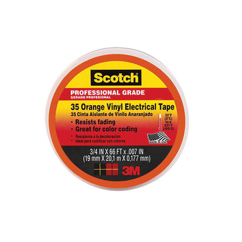 SCOTCH - Scotch 3/4 in. W X 66 ft. L Orange Vinyl Electrical Tape - Case of 5