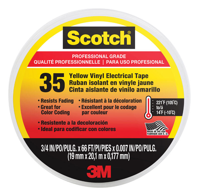 SCOTCH - Scotch 3/4 in. W X 66 in. L Yellow Vinyl Electrical Tape - Case of 5