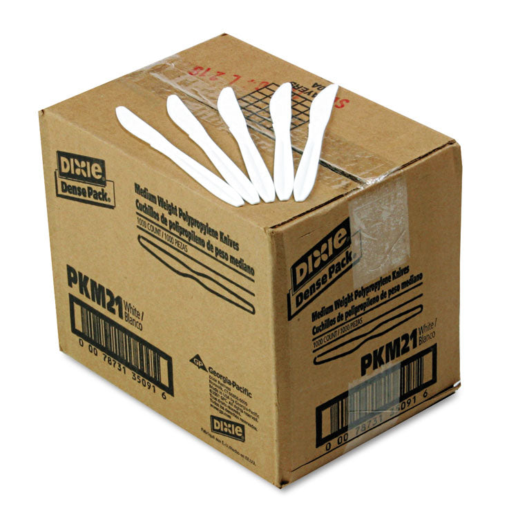 Dixie - Plastic Cutlery, Mediumweight Knives, White, 1,000/Carton