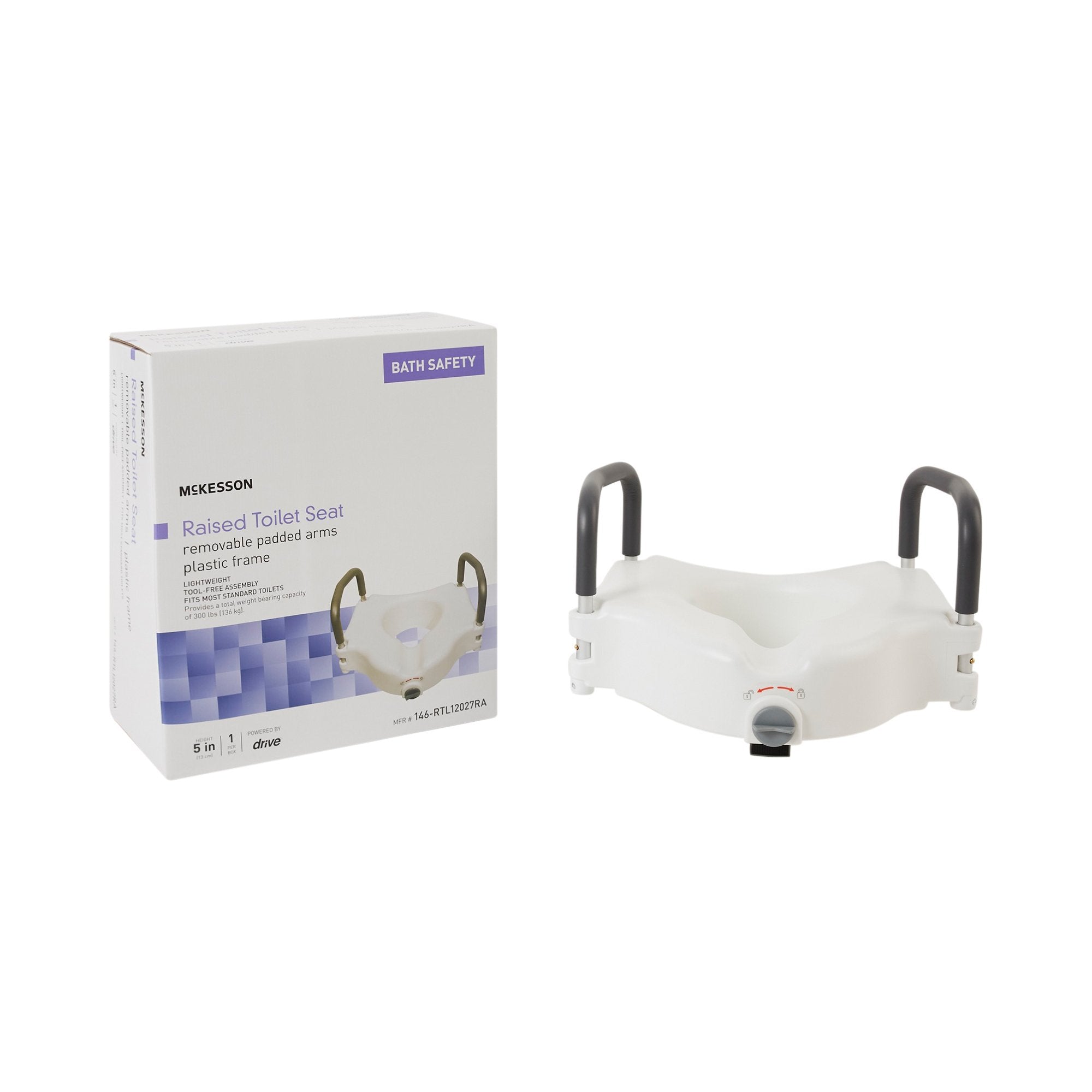 McKesson Brand - Raised Toilet Seat McKesson 5 Inch Height White 300 lbs. Weight Capacity [1/EA]