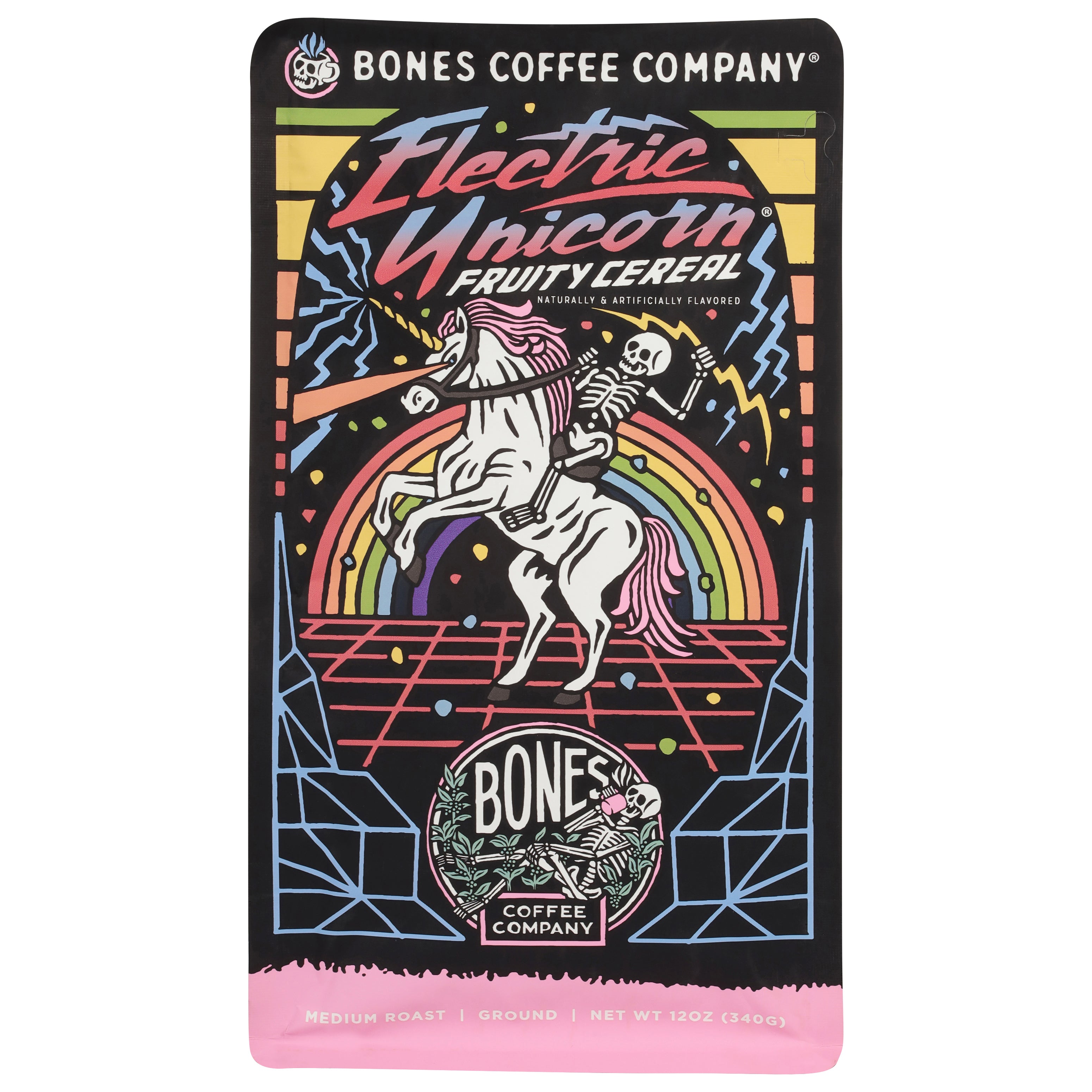 Bones Coffee Company Medium Roast Ground Electric Unicorn Fruity Cereal Coffee 12 oz - Case of 12