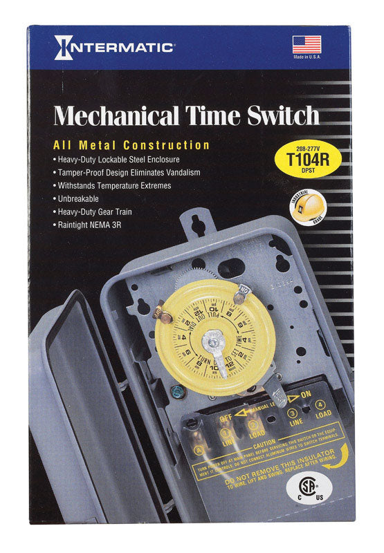 INTERMATIC - Intermatic Indoor and Outdoor Mechanical Timer Switch 277 V Gray [T104RD89]