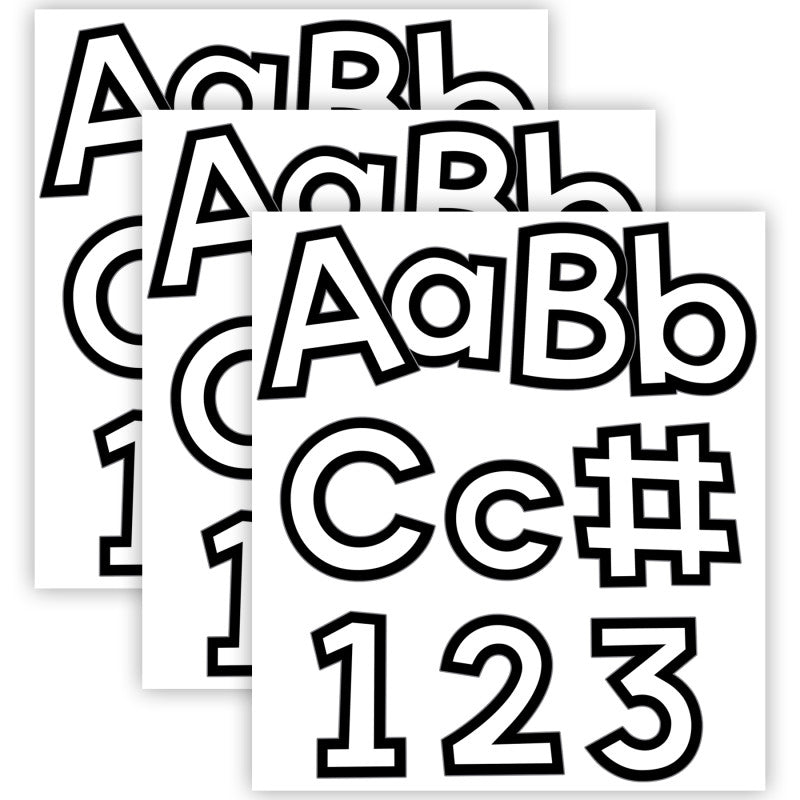 CARSON DELLOSA EDUCATION - White with Black Trim Combo Pack EZ Letters, 219 Pieces Per Pack, 3 Packs