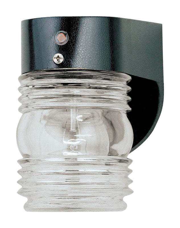 WESTINGHOUSE - Westinghouse Gloss Black Switch Incandescent Jelly Jar Light w/Photocell