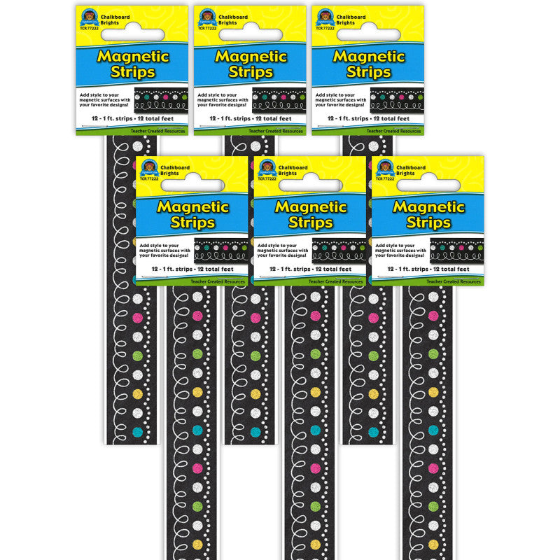 TEACHER CREATED RESOURCES - Chalkboard Brights Magnetic Strips, 12 Feet Per Pack, 6 Packs