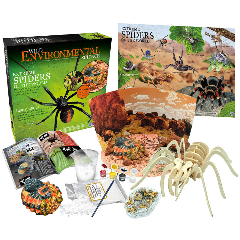 WILD ENVIRONMENTAL SCIENCE - Extreme Spiders of the World - For Ages 6+ - Create and Customize Models and Dioramas - Study the Most Extreme Animals