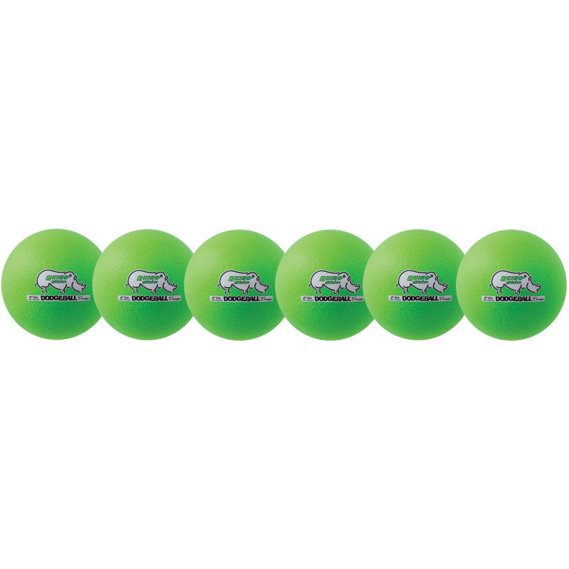 CHAMPION SPORTS - Rhino Skin® 6-Inch Low Bounce Dodgeball Set, Neon Green, Set of 6