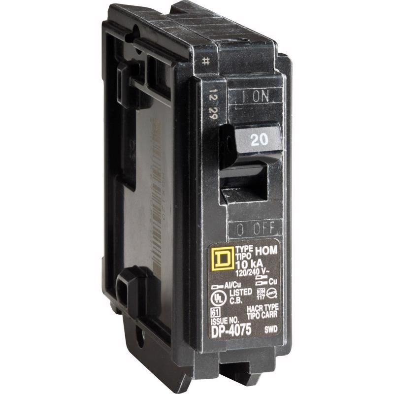 SQUARE D - Square D HomeLine 20 amps Standard Single Pole Miniature Circuit Breaker