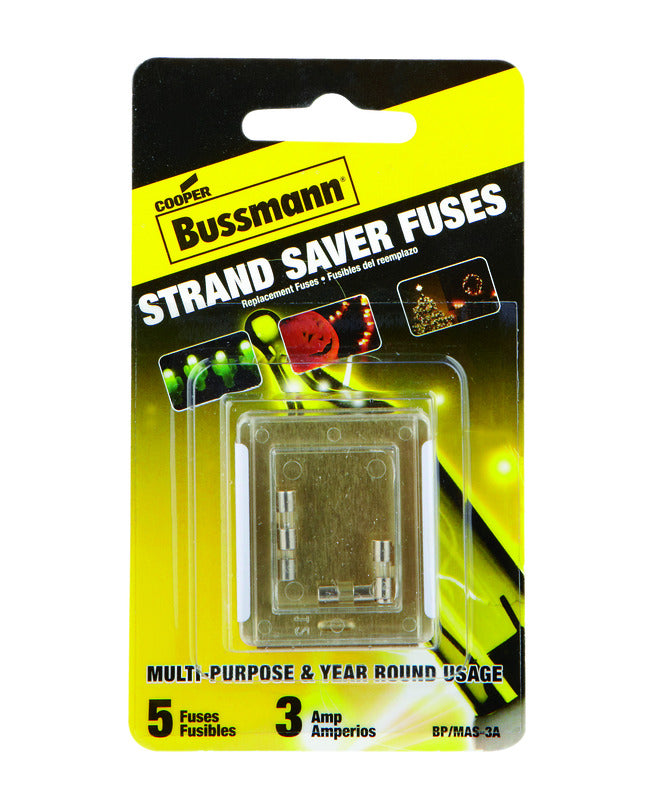 BUSSMANN - Bussmann 3 amps Glass Tube Fuse 5 pk