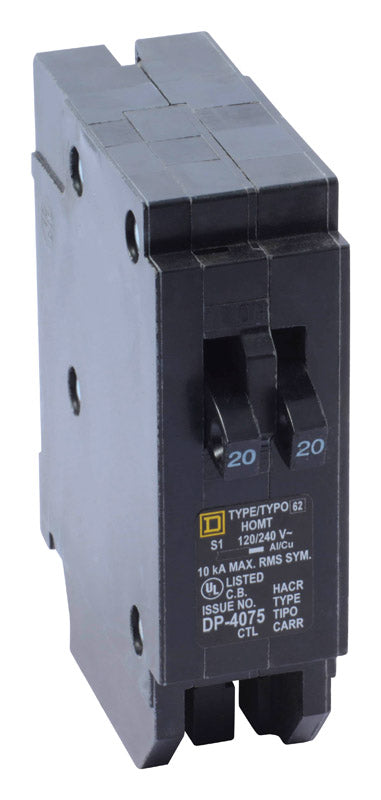 SQUARE D - Square D HomeLine 20/20 amps Tandem Single Pole Circuit Breaker