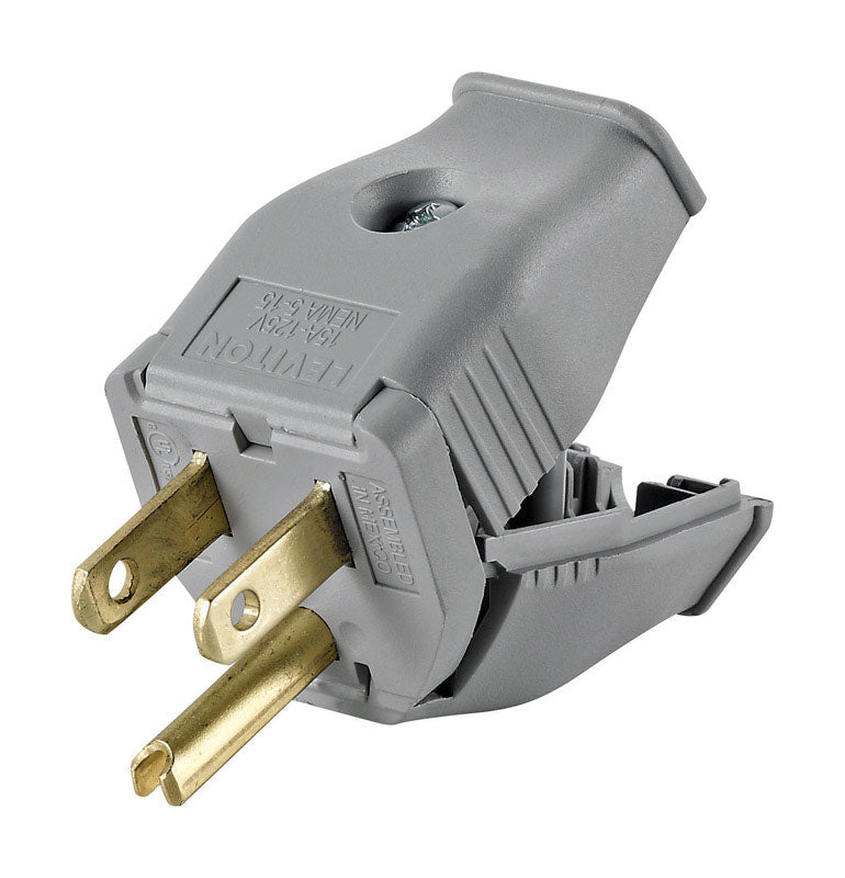 LEVITON - Leviton Commercial and Residential Thermoplastic Straight Blade Plug 5-15P 18-12 AWG 2 Pole 3 Wire [3W101-0GY]