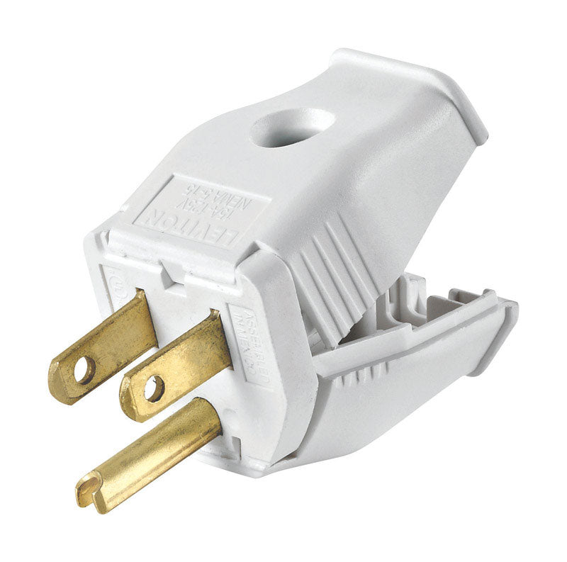 LEVITON - Leviton Commercial and Residential Thermoplastic Straight Blade Plug 5-15P 18-12 AWG 2 Pole 3 Wire [3W101-0WH]