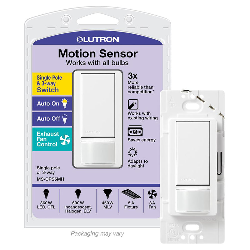 LUTRON - Lutron Maestro Occupancy 5 amps Single Pole Motion Sensor Triple Combination Switch White 1 pk