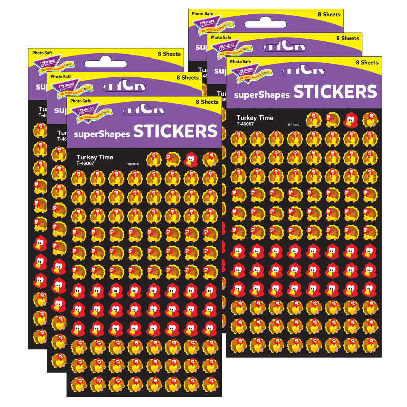 TREND - Turkey Time superShapes Stickers, 800 Per Pack, 6 Packs