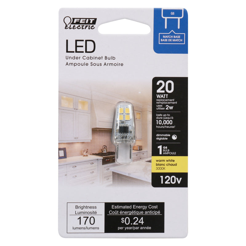 FEIT - Feit T4 G8 LED Bulb Warm White 20 Watt Equivalence 1 pk