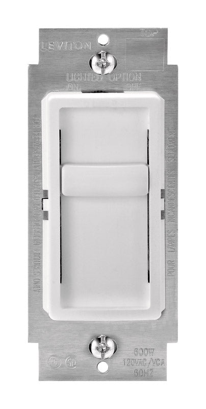 LEVITON - Leviton Decora SureSlide White 600 W Slide Dimmer Switch 1 pk