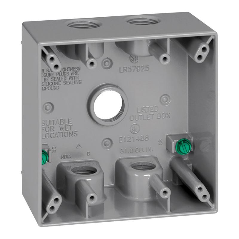 SIGMA - Sigma Engineered Solutions New Work 31 cu in Square Metallic 2 gang Weatherproof Box Gray [14353-5]