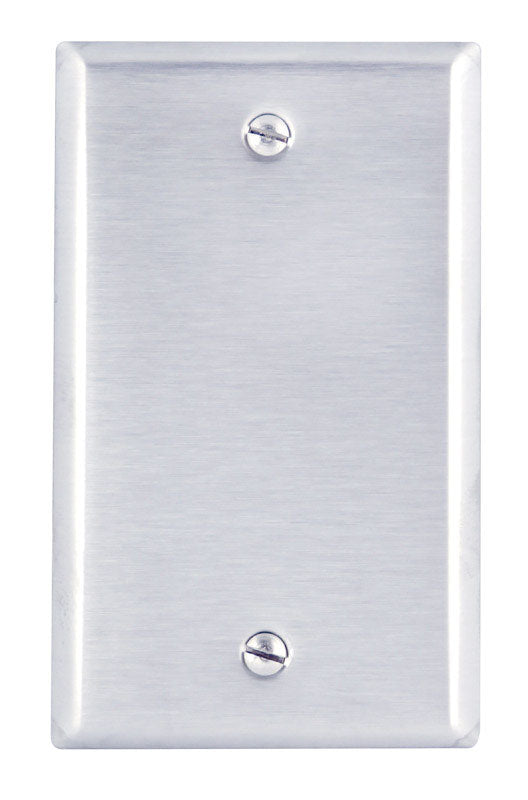 LEVITON - Leviton Silver 1 gang Stainless Steel Blank Wall Plate 1 pk