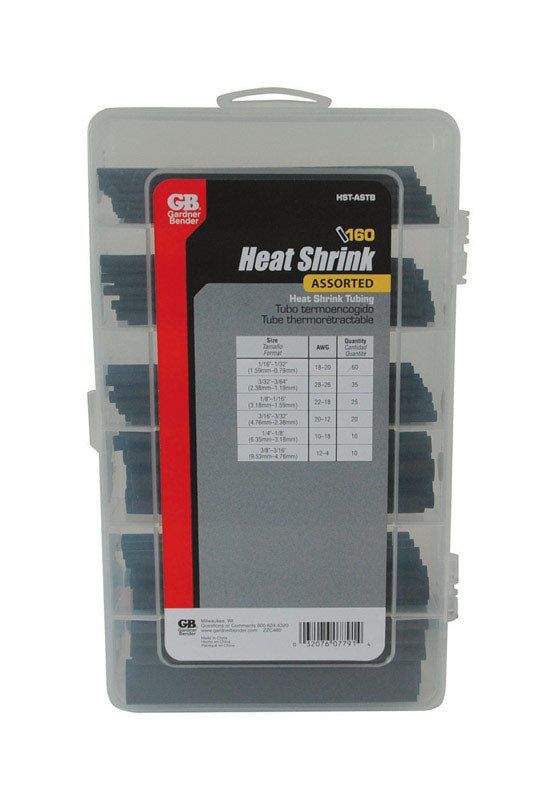 GARDNER BENDER - Gardner Bender Heat Shrink Tubing Black 160 pk