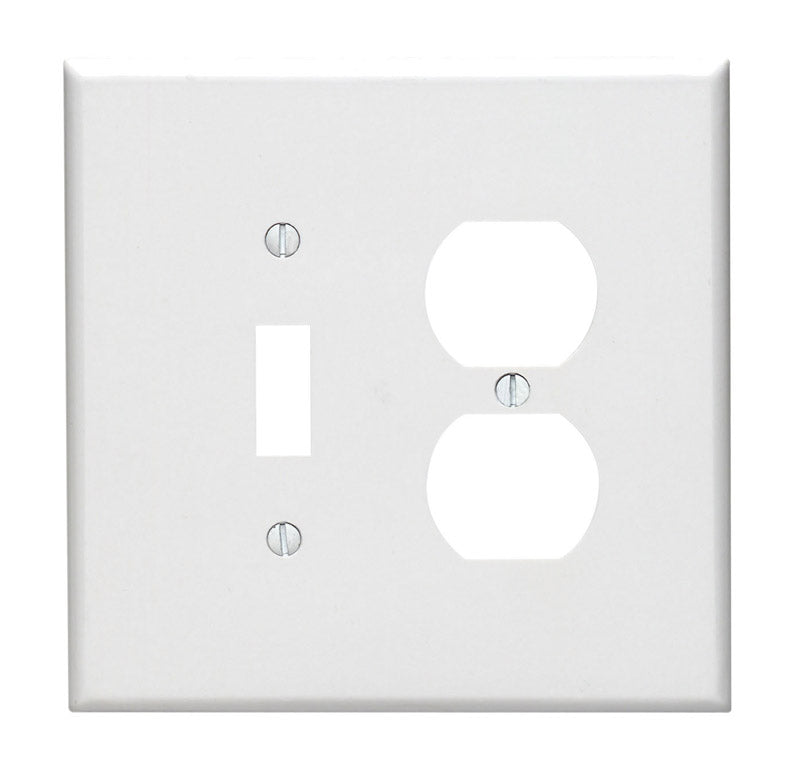 LEVITON - Leviton White 2 gang Thermoset Plastic Duplex/Toggle Wall Plate 1 pk [88105-000]