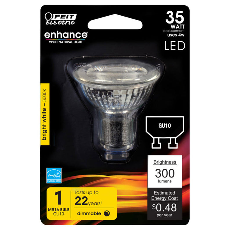 FEIT - Feit Enhance MR16 GU10 LED Bulb Bright White 35 Watt Equivalence 1 pk