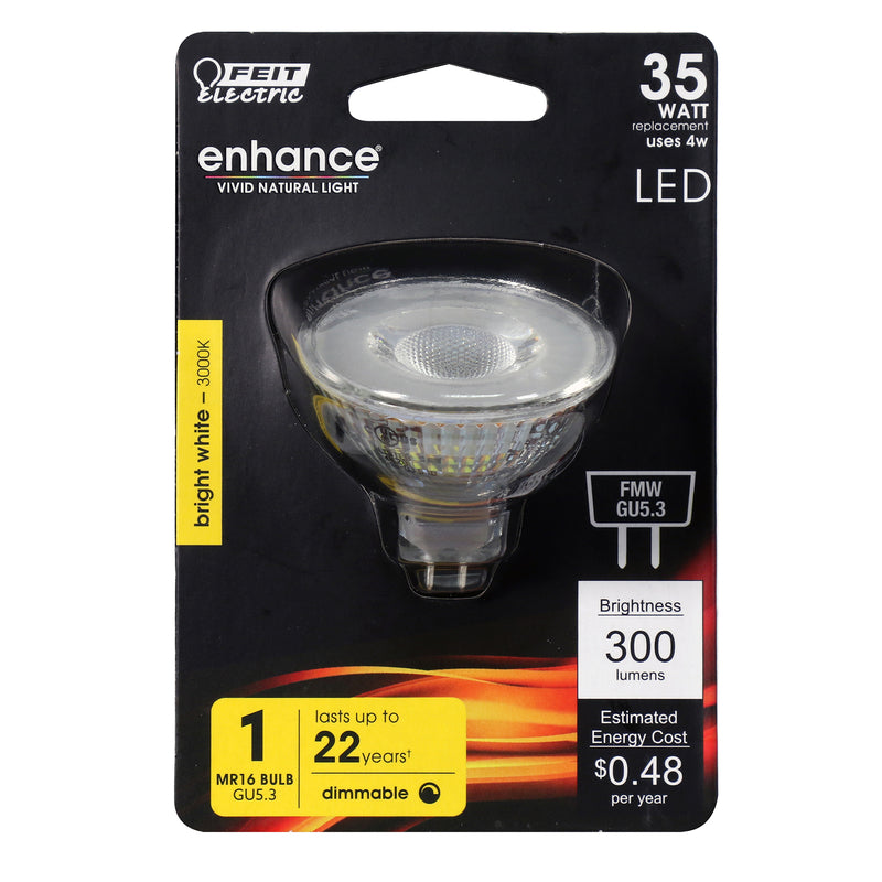 FEIT - Feit Enhance MR16 GU5.3 LED Bulb Bright White 35 Watt Equivalence 1 pk