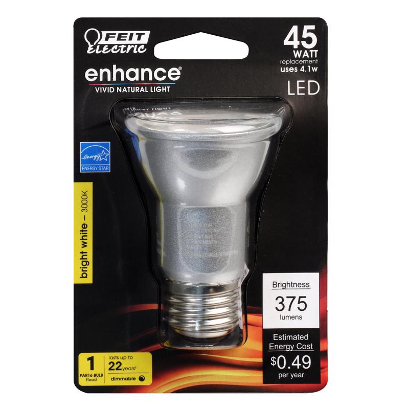 FEIT - Feit Enhance PAR16 E26 (Medium) LED Bulb Bright White 45 Watt Equivalence 1 pk - Case of 4