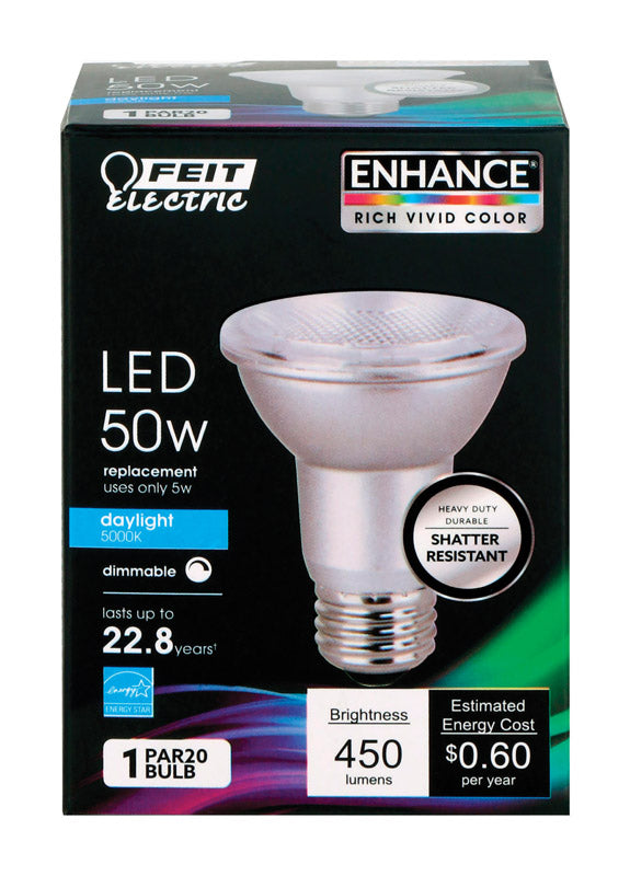 FEIT - Feit Enhance PAR20 E26 (Medium) LED Bulb Daylight 50 Watt Equivalence 1 pk