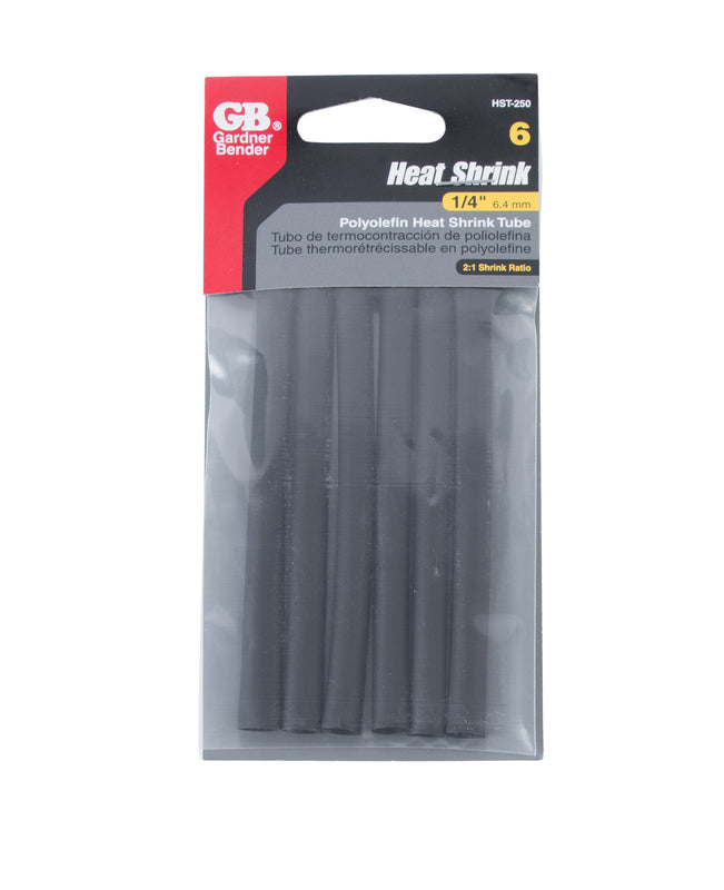 GARDNER BENDER - Gardner Bender 1/4 in. D Heat Shrink Tubing Black 6 pk