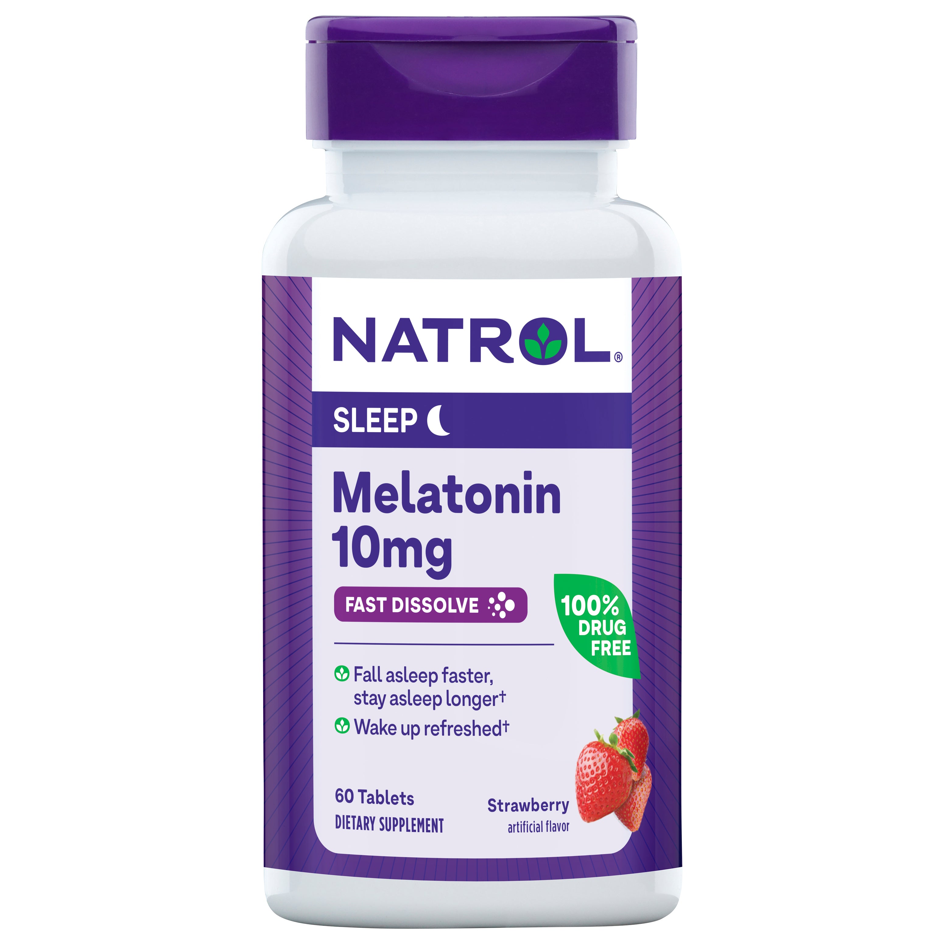Natrol Melatonin 10mg, Strawberry-Flavored Sleep Support Dietary Supplement for Adults, 60 Fast-Dissolve Tablets, 60 Day Supply - Case of 1