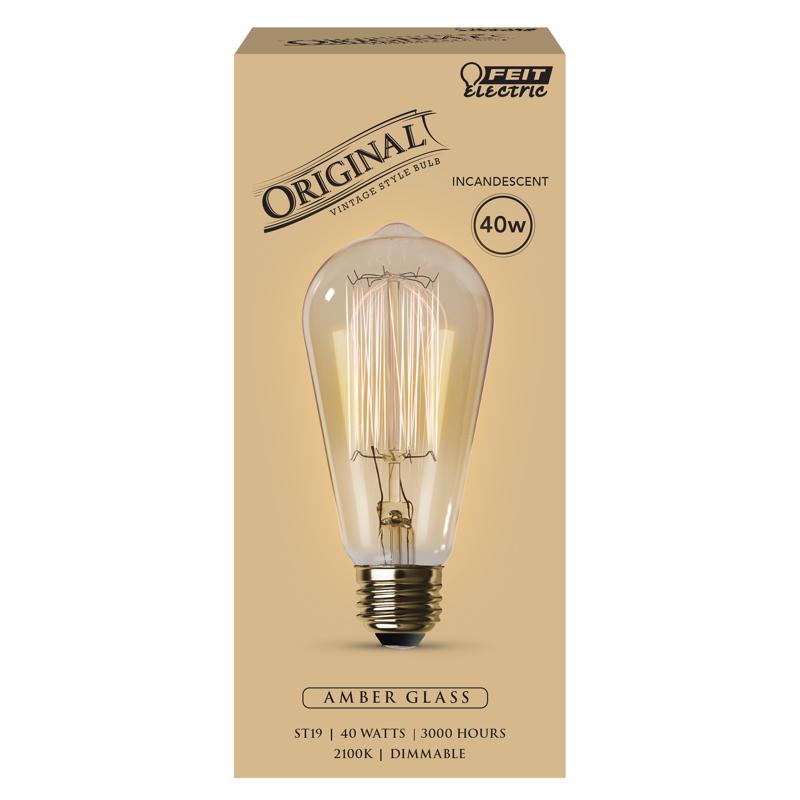 FEIT - Feit The Original 40 W ST19 Vintage Incandescent Bulb E26 (Medium) Soft White 1 pk - Case of 6