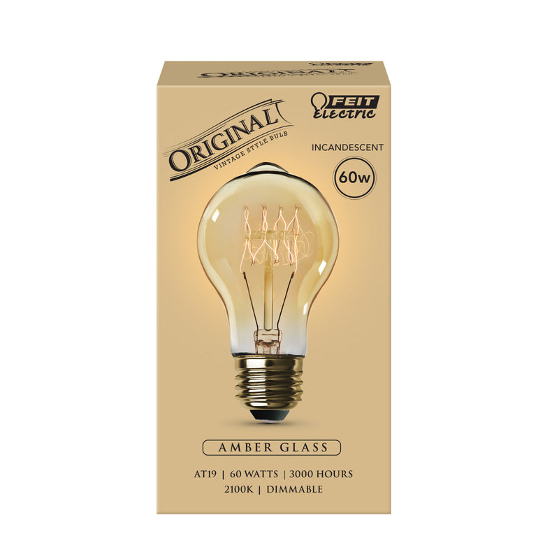 FEIT - Feit The Original 60 W A19 Vintage Incandescent Bulb E26 (Medium) Soft White 1 pk - Case of 6