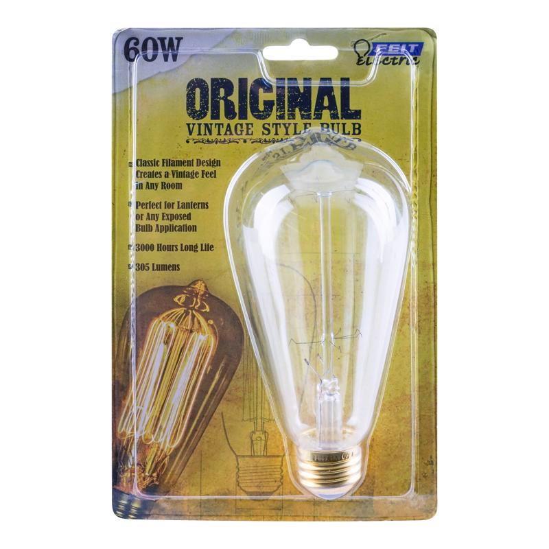 FEIT - Feit The Original 60 W ST19 Vintage Incandescent Bulb E26 (Medium) Soft White 1 pk - Case of 6