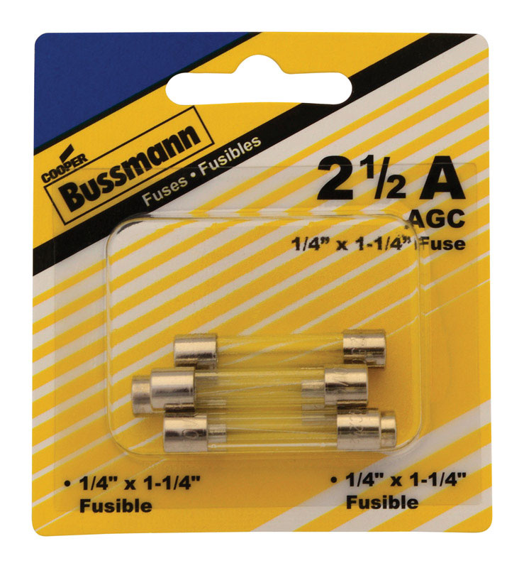 BUSSMANN - Bussmann 2-1/2 amps Fast Acting Glass Fuse 5 pk - Case of 5