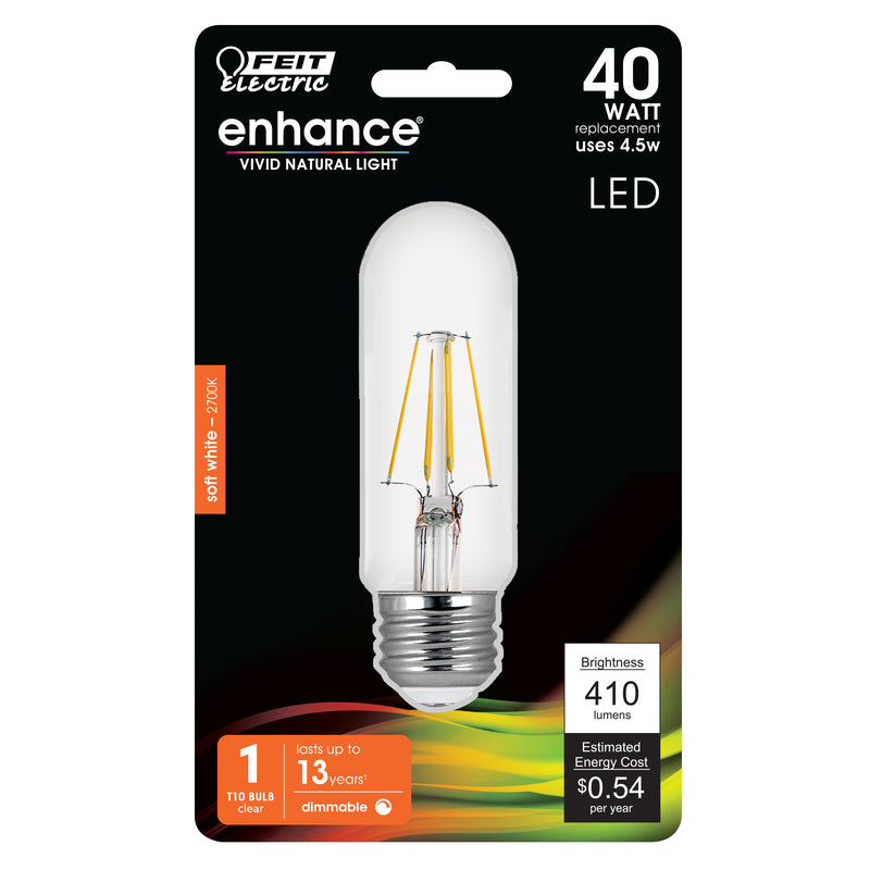 FEIT - Feit T10 E26 (Medium) Filament LED Bulb Warm White 40 Watt Equivalence 1 pk