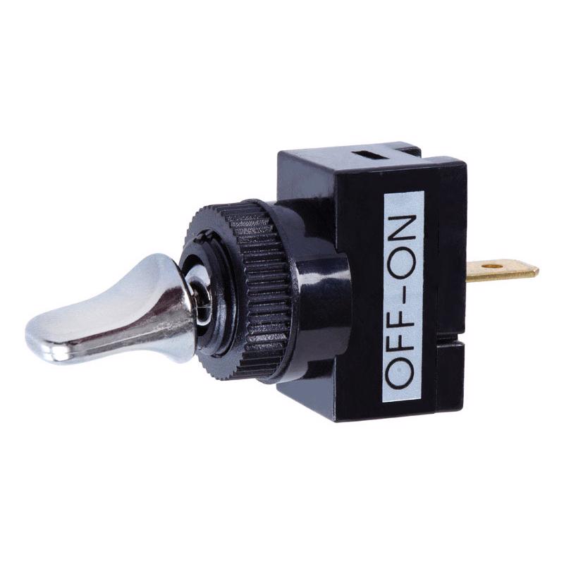 JANDORF - Jandorf 20 amps Single Pole Toggle Automotive/Marine Switch Black/Silver 1 pk [61109]