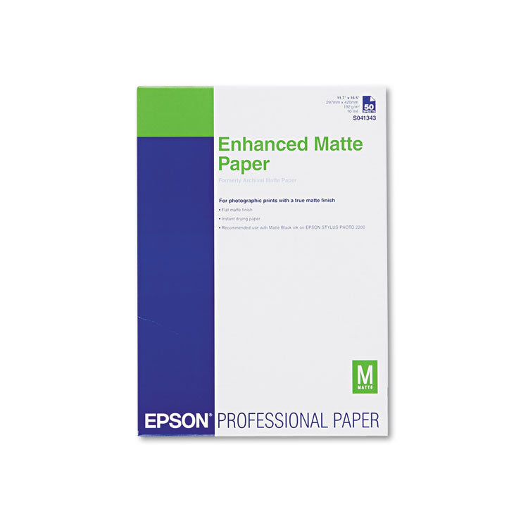 Epson - Ultra Premium Matte Presentation Paper, 10 mil, 11.75 x 16.5, White, 50/Pack