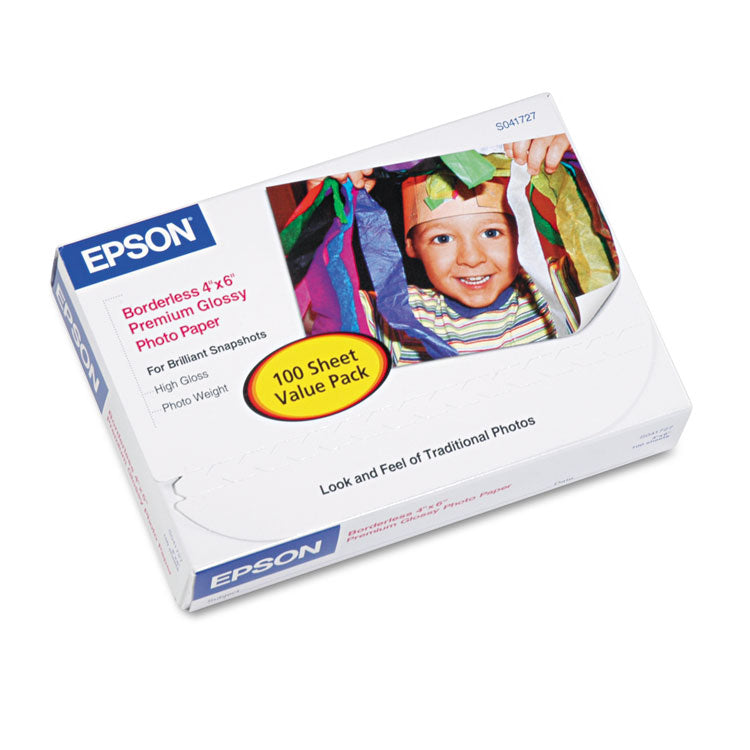 Epson - Premium Photo Paper, 10.4 mil, 4 x 6, High-Gloss White, 100/Pack