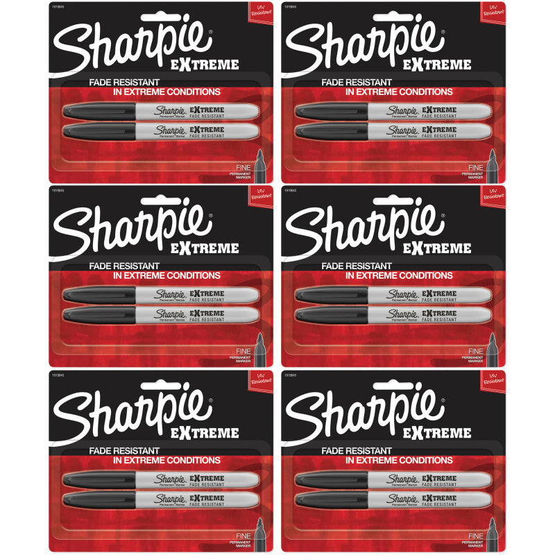 SHARPIE - Extreme Permanent Markers, Black, 2 Per Pack, 3 Packs