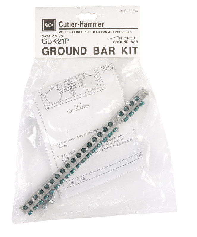 CUTLER HAMMER - Eaton Cutler-Hammer 0 amps N/A V 21 space 21 circuits Bolt-On Mount Ground Bar Kit