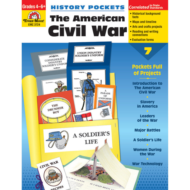 EVAN-MOOR - History Pockets: The American Civil War Book, Teacher Resource, Grades 4-6