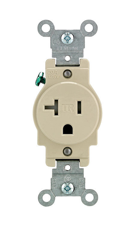 LEVITON - Leviton 20 amps 125 V Single Ivory Outlet 5-20R 1 pk [T5020-0IS]
